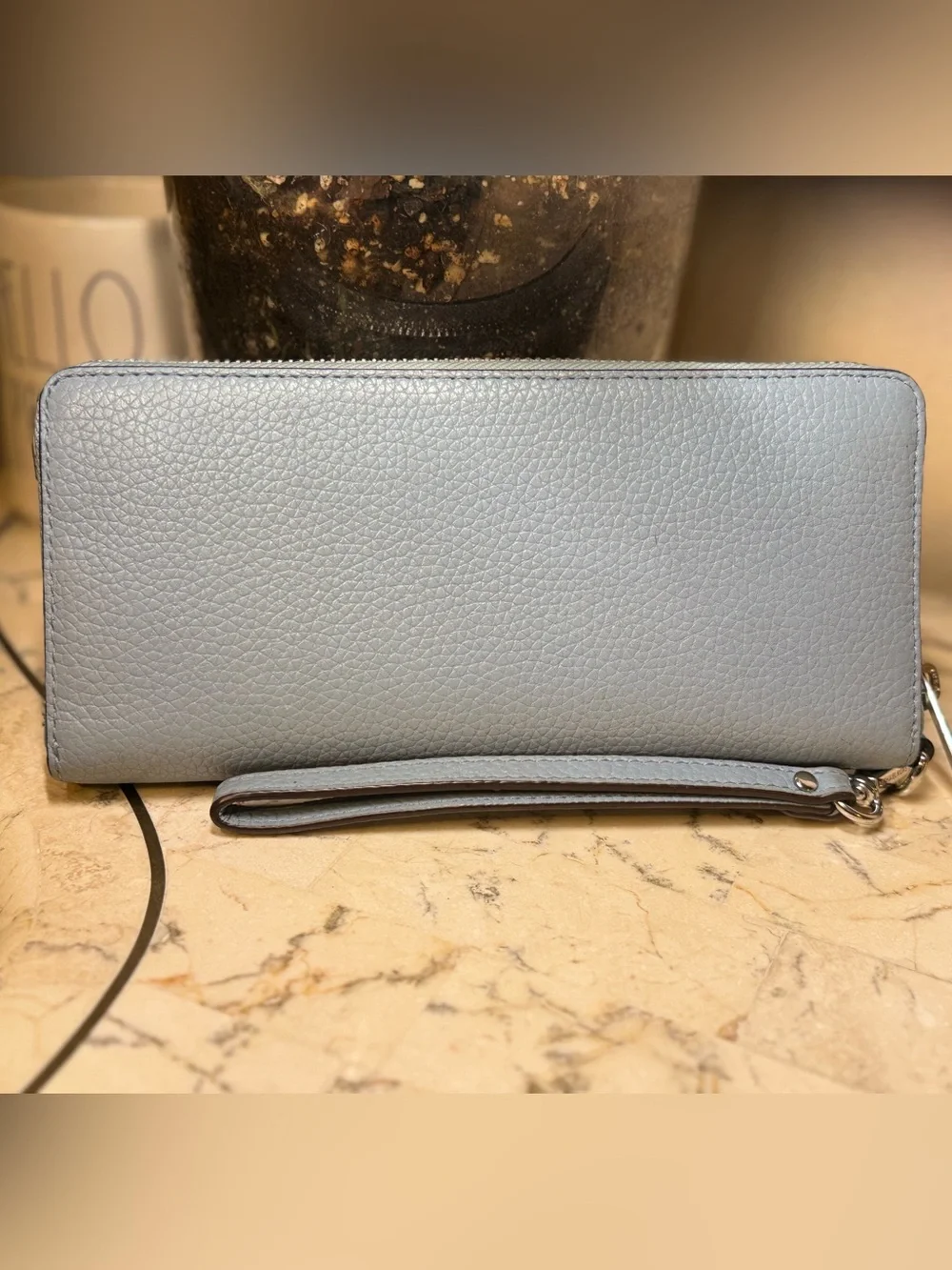 Michael Kors Pale Blue Leather Wristlet Wallet
